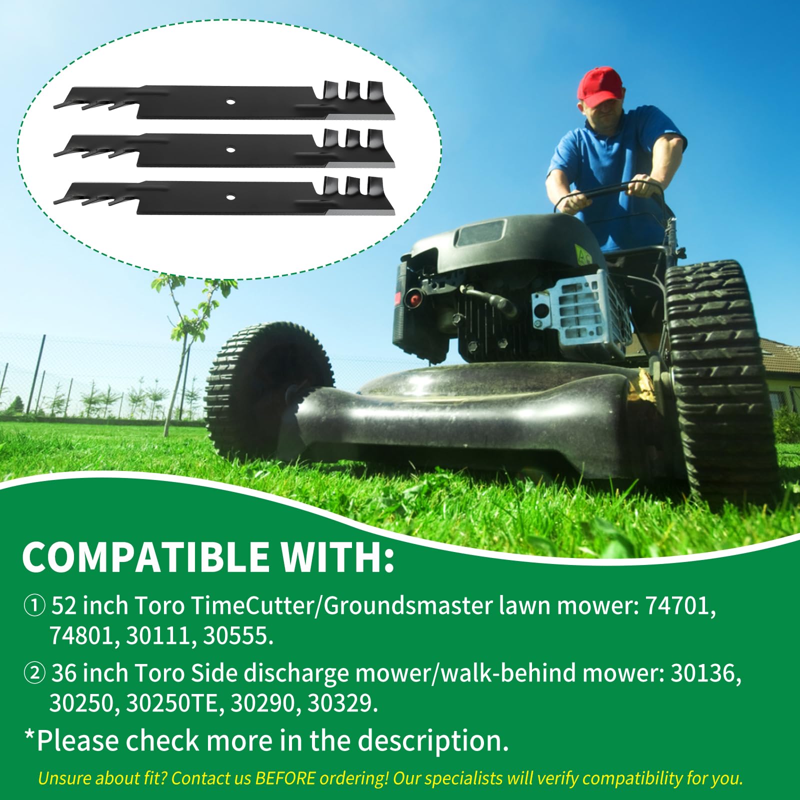 Amazon.com: wyevee 106-0626 割草機刀片適合52 英吋(約52 公分)Toro